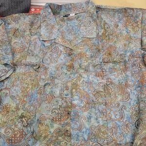 NiP MiB Batik Panama Oversize Shirt Button Up Rayon Blouse 6X Plus